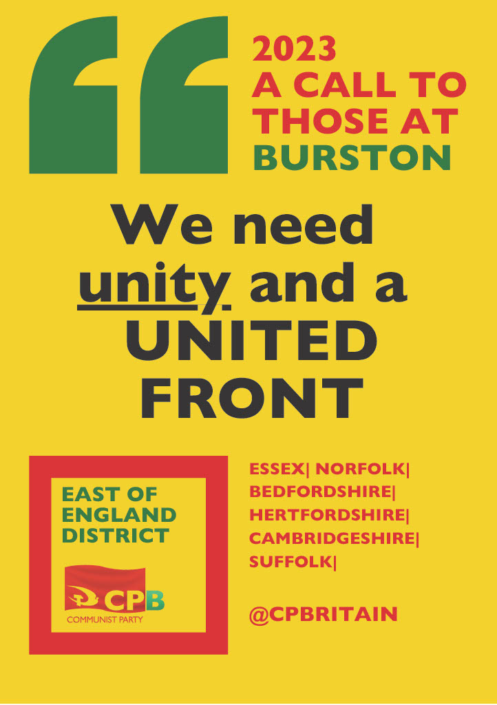 CambridgeCPB's tweet image. BURSTON STRIKE SCHOOL

We&apos;ll be at Burston Strike School tomorrow. Come and say hi and grab a copy of our programme for real change in the East of England, Eastern Rising ✊🚩