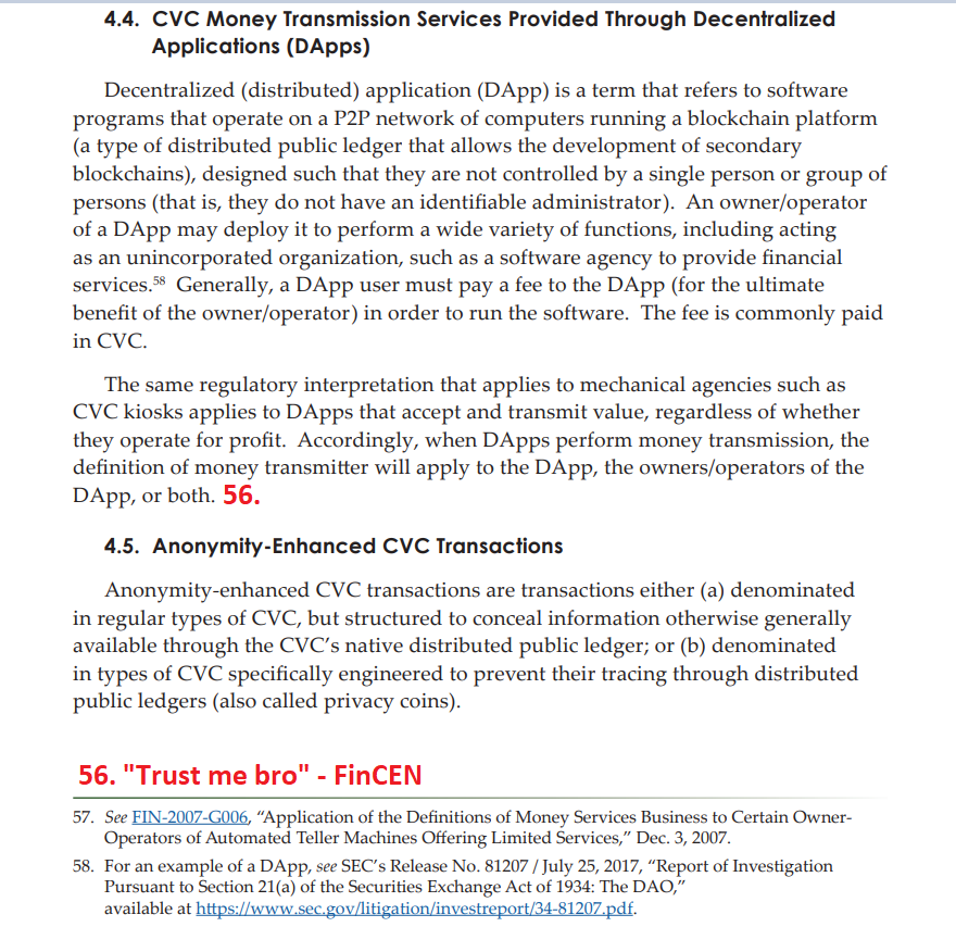 Rafael Yakobi (@deliver8tor) on Twitter photo <a href="/lex_node/">_gabrielShapir0</a> The DApps section of FinCEN's guidance (that purportedly establishes financial regulations on novel technology or its "operators") lacks any citation to the statute being interpreted, or an explanation of the basis for this statutory interpretation, in the section imposing the <a href="/lex_node/">_gabrielShapir0</a> The DApps section of FinCEN's guidance (that purportedly establishes financial regulations on novel technology or its "operators") lacks any citation to the statute being interpreted, or an explanation of the basis for this statutory interpretation, in the section imposing the