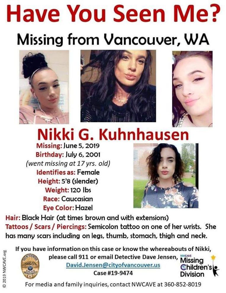 PhD_OnTheCouch's tweet photo. In case anyone was under the illusion (me) that cops no longer make ppl wait 72hrs to file a missing persons report?
Think again 🤬
17yr old trans kid (MINOR) went missing in the
YEAR 2019‼️ & LE allegedly wouldn't take the report
#NikkiKuhnhausen
Washington State
#TransPanic https://t.co/KqAnJeQNIj