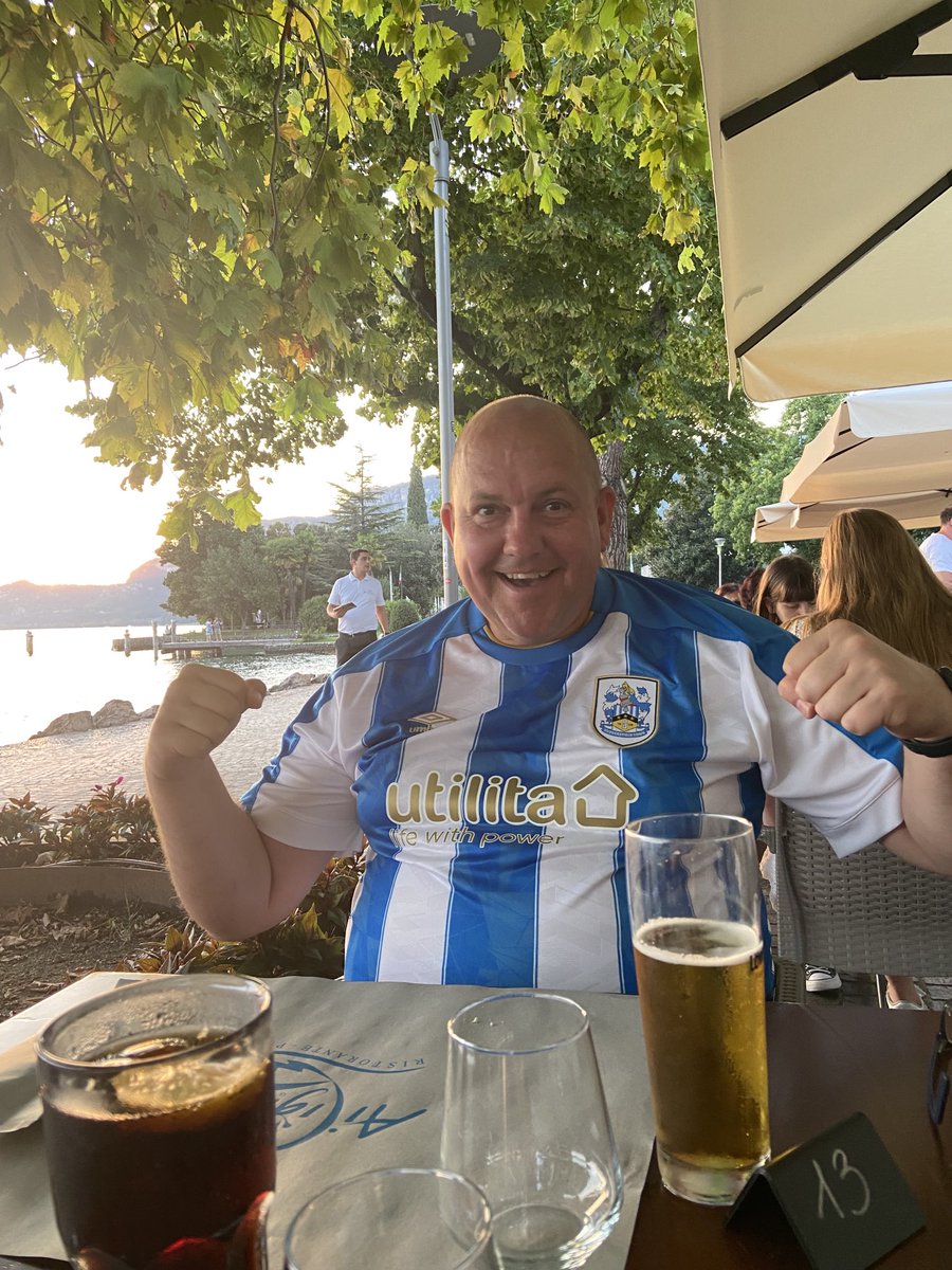 Celebrating 3 points in Lake Garda, Italy #htafc ⁦<a href="/htafc/">Huddersfield Town</a>⁩