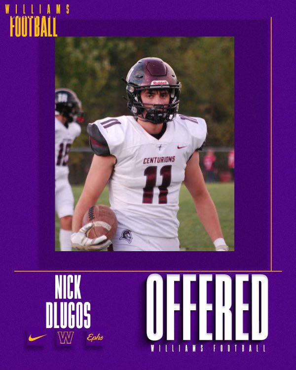 Extremely excited to be supported through the admission process and the opportunity to play another 3 years with my brother <a href="/DlugosNate/">Nate Dlugos 6️⃣</a>!!!
Thank you <a href="/CoachHennessey/">Nick Hennessey</a> <a href="/Coach_Miggs/">Ramon Mignott</a>!! <a href="/WilliamsEphsFB/">Williams Football</a>