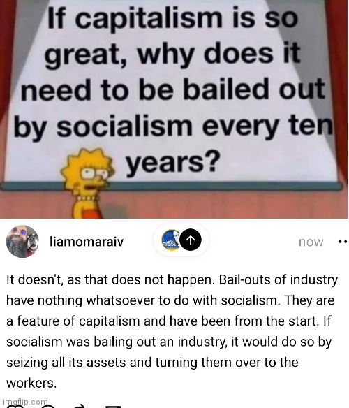 LiamOMaraIV's tweet photo. I took this one from the #BeingLiberal page. A lot of American #liberals are as confused about what #socialism means as so-called #conservatives. Taxes, healthcare, bailouts, regulation, and corporate messaging all have nothing to do with socialism, folks. https://t.co/tuHZFzTtWE