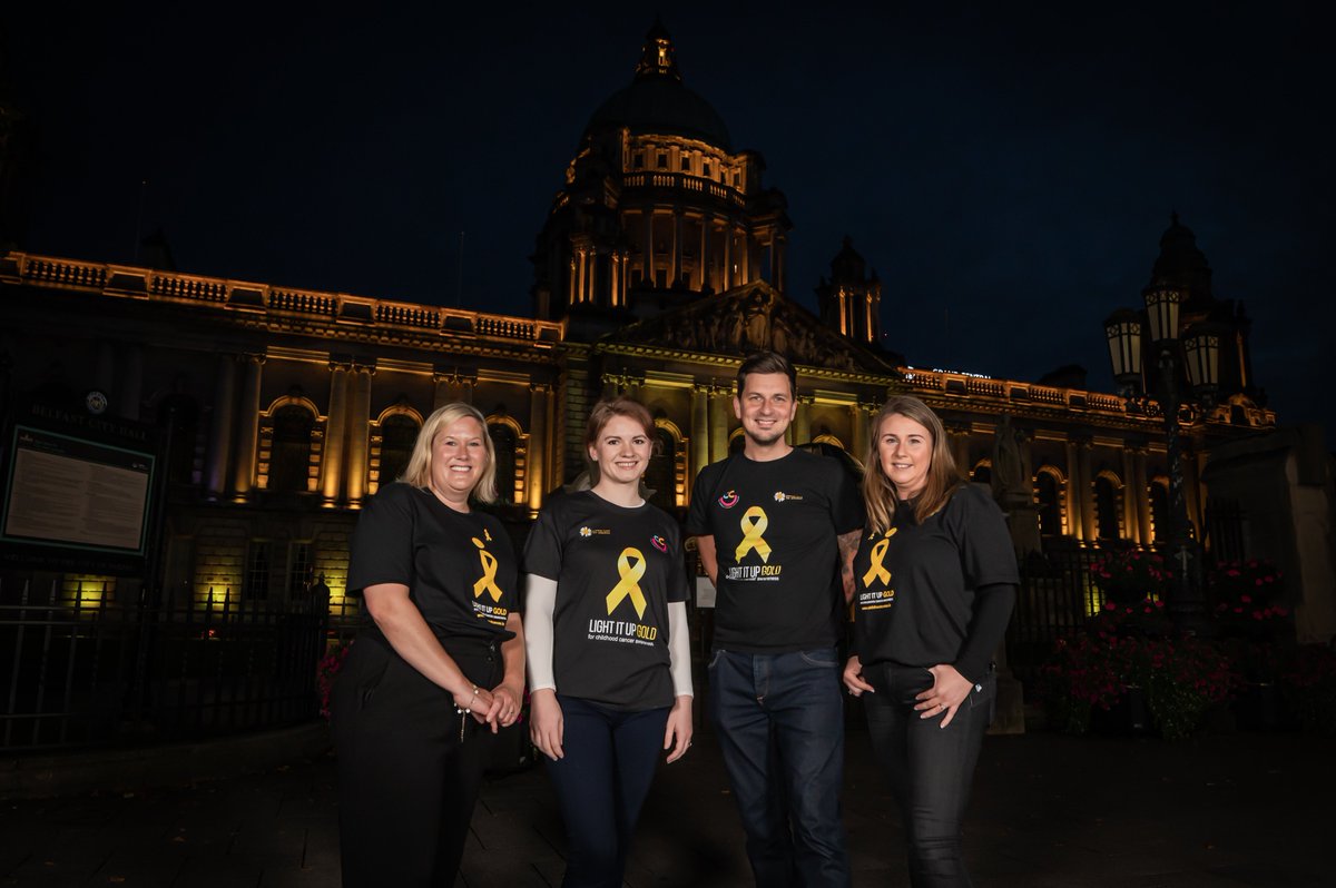 Last night, to mark Childhood Cancer Awareness Month, Belfast City Hall went gold. 🎗💛

We were delighted to be joined by @CancerFundChild and The Children's Cancer Unit Charity for what has always been an all-island awareness campaign.