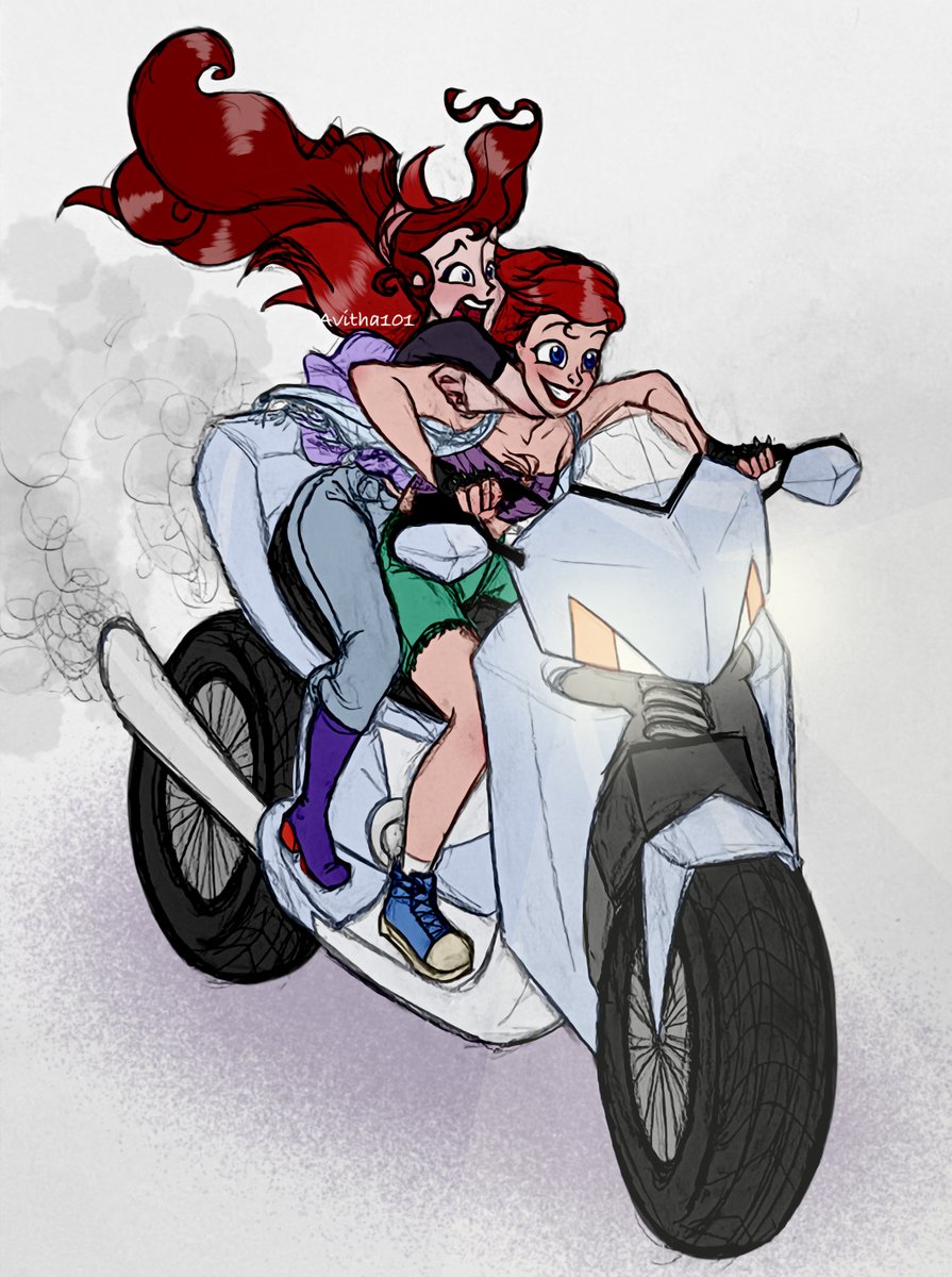 Flying Fish - Meg and Ariel hit the road!
Commission for the lovely @TheMilanTooner !

#disneyfanart #crossover #disneycrossover #hercules #tlm #meg #ariel #bikerau #avitha101