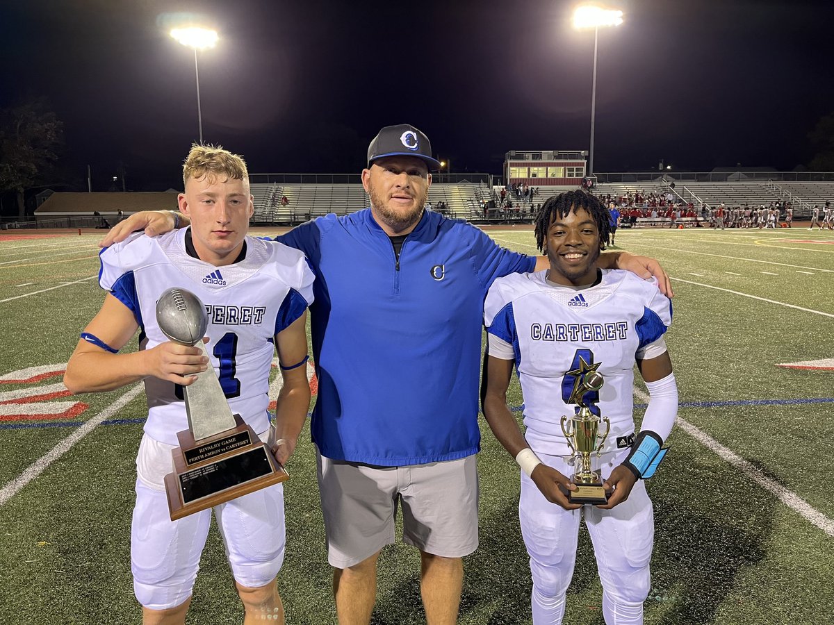 Congratulations to Coach Freeman and the Rambers on defeating Perth Amboy 42-7 and bringing the Rivalry Trophy home to CHS.
Congrats to Michael Gomm, the $500 scholarship recipient and Tyrese Parrott, the MVP recipient from the game. Keep it up Ramblers!!