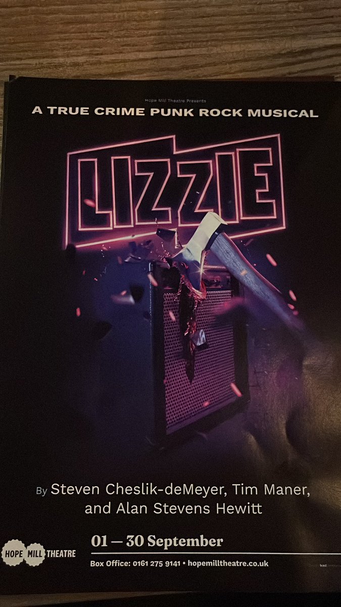 Here <a href="/hopemilltheatre/">Hope Mill Theatre</a> ready to watch Lizzie the musical. Some familiar faces in this like <a href="/Mairibarclay/">Mairi Barclay</a> and Shekinah McFarlane amongst others. Excited.