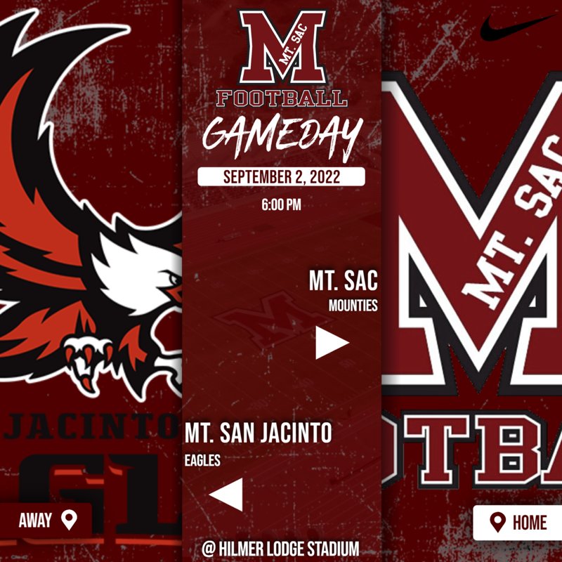 It's GameDay!!! Your Mt. SAC Mounties take on the Mt. San Jacinto Eagles tonight at 6pm at Hilmer Lodge Stadium!! #SacDawgs #Born2Win