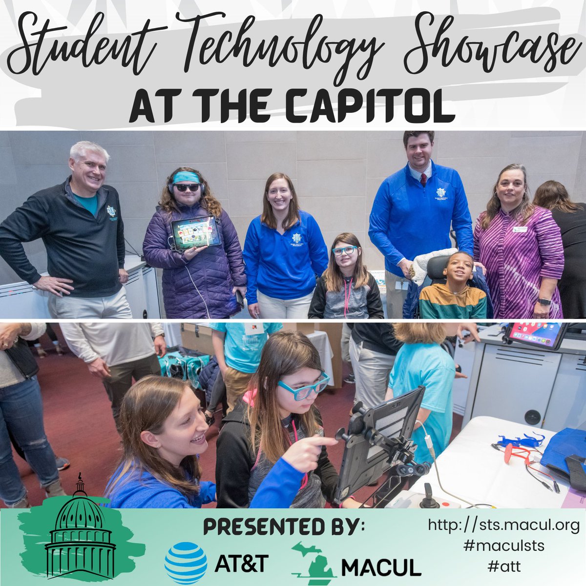 MACUL's tweet photo. Technology is for all to assist in the teaching and learning process - why not showcase how you and your students have been using technology? Applications are now open for the 2023 Student Technology Showcase at the Capitol! https://t.co/f5fwHV3Lwg #maculsts #att https://t.co/qybq9H3AFL