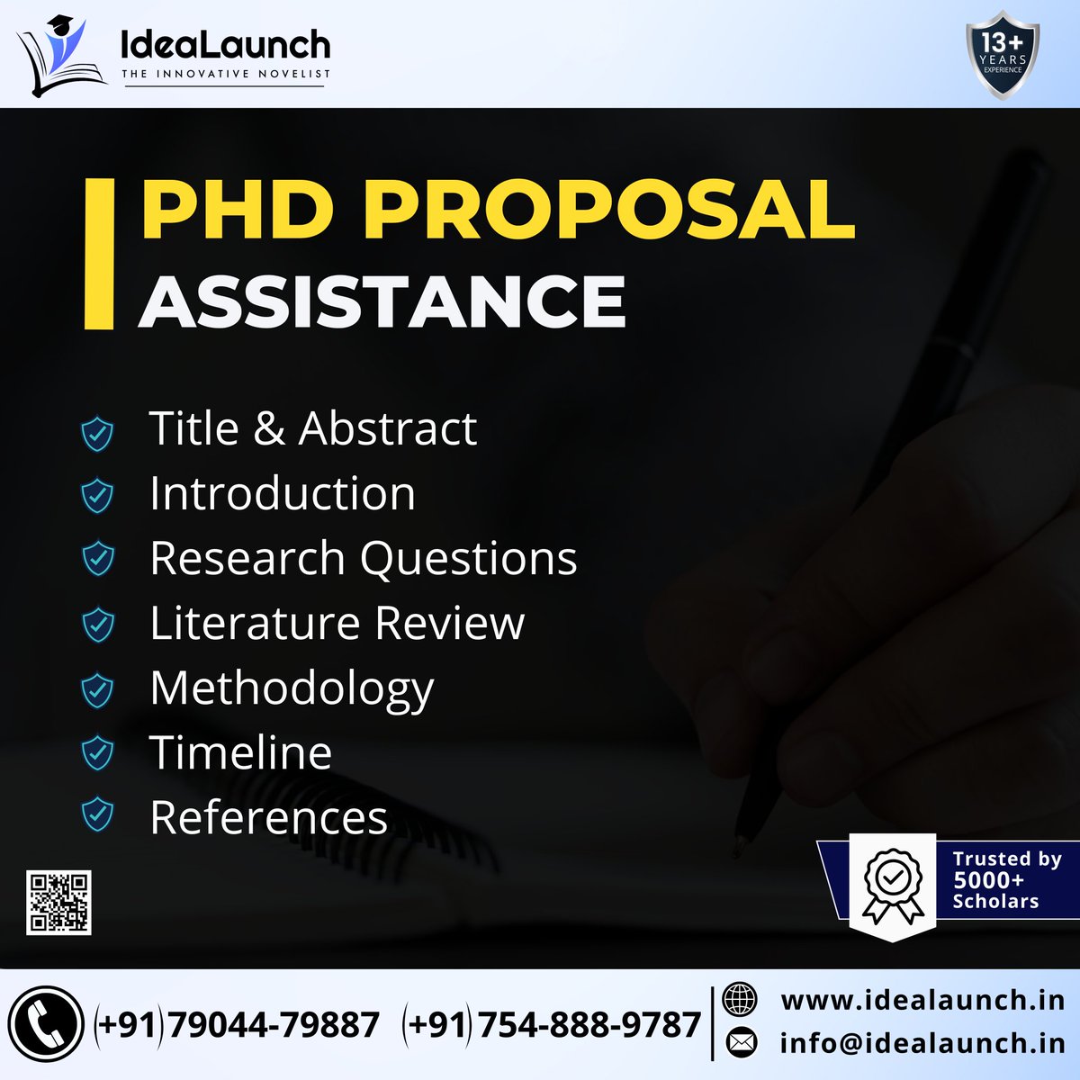 IdeaLaunchPhD's tweet photo. PHD PROPOSAL ASSISTANCE - @IdeaLaunchPhD

Website: https://t.co/Vc1XYgyMia

#Idealaunch #manuscriptwriting #writingassessment #phd #phdstudent #phdjourney #doctorate #phdwriting #thesiswriting #academiclife #assistanceprofessor #dissertationproblems #dissertationproblem https://t.co/bKGqxwkLbK