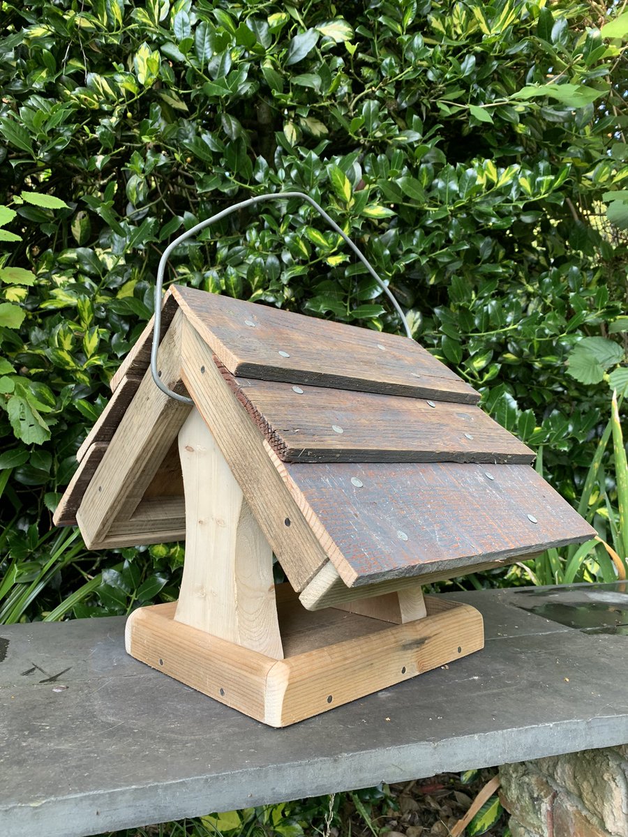 Rustically's tweet image. Solid built chunky #rustic hanging #birdtable constructed from reclaimed materials destined for landfill.
Can be left untreated (as in pictures) for you to treat yourselves, or, treated with clear water repellent (to keep the rustic look, which I prefer) 

#bird #birds #wildlife
