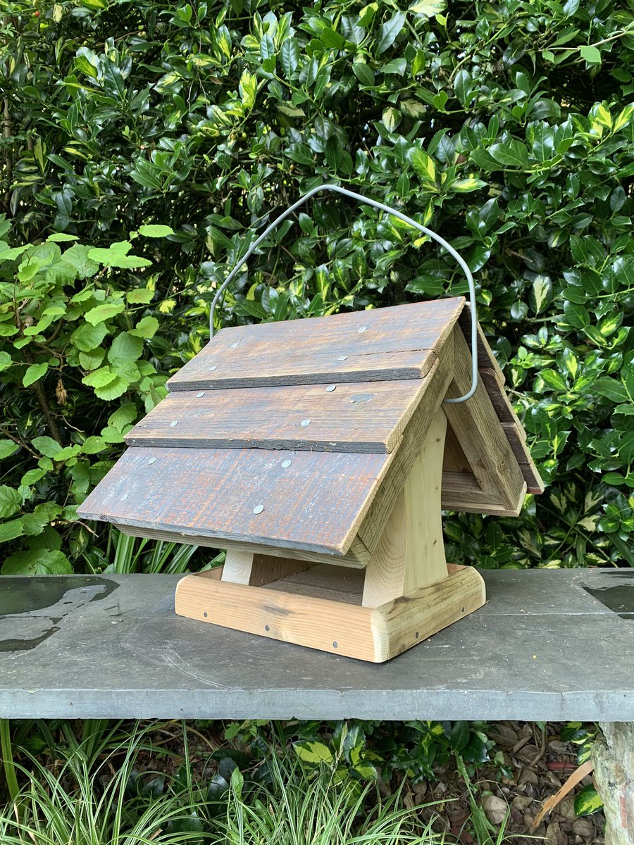 Rustically's tweet image. Solid built chunky #rustic hanging #birdtable constructed from reclaimed materials destined for landfill.
Can be left untreated (as in pictures) for you to treat yourselves, or, treated with clear water repellent (to keep the rustic look, which I prefer) 

#bird #birds #wildlife