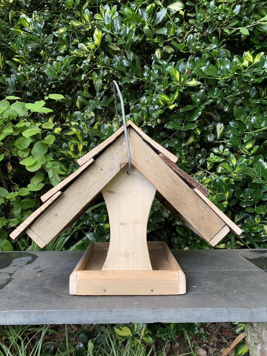 Rustically's tweet image. Solid built chunky #rustic hanging #birdtable constructed from reclaimed materials destined for landfill.
Can be left untreated (as in pictures) for you to treat yourselves, or, treated with clear water repellent (to keep the rustic look, which I prefer) 

#bird #birds #wildlife