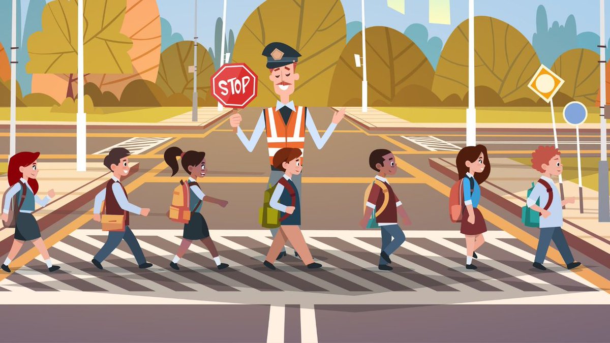OttawaPolice's tweet photo. #BackToSchool: Follow adult crossing guards, student crossing patrols and school bus operator’s signals. 
~
#Rentrée: Obéissez aux indications des brigadiers scolaires adultes, des patrouilles de traverse étudiantes et du chauffeur d’autobus scolaire. https://t.co/bSSAbNhmYF