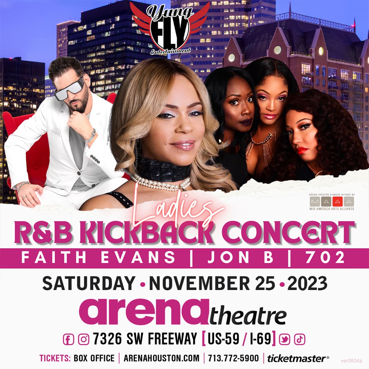 arenatheatre's tweet image. 🎤 The stage is set and the lights are ready to shine on the Ladies R&amp;amp;B Kickback Concert! 🌟 At the #arenatheatre, experience the magic of R&amp;amp;B legends @faithevans, @OfficialJonB &amp;amp; #702

🎟 bit.ly/3MLT2fq
🗓️ Saturday, November 25
📞 713-772-5900

#FaithEvans #JonB #702