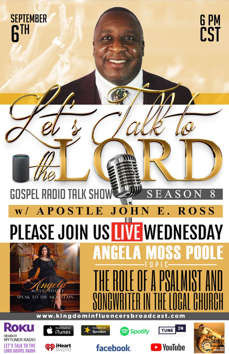 <a href="/angelamosspoole/">Angela Moss Poole</a> kingdominfluencersbroadcast.com Download Your Copies From spreaker.com/show/lets-talk… Replays letstalktothelordradio.international