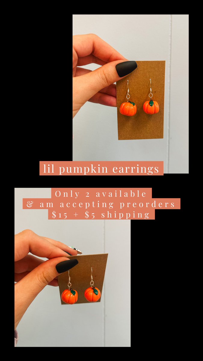 HarveysHobbies's tweet photo. 2 available &amp; I’m accepting preorders! 🤗🎃 
#fall #fallearrings #pumpkins #clay #polymerclay #clayearrings #shopsmall #smallbusiness https://t.co/Tjgz1xHPhE