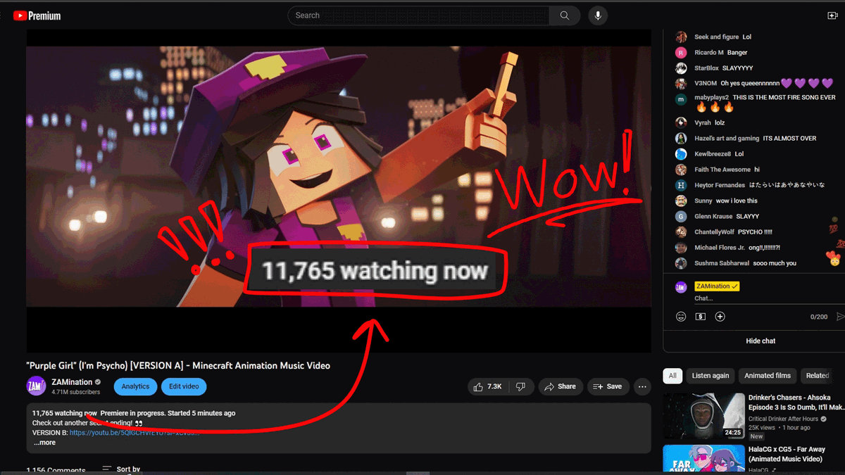 zaminationyt's tweet image. Over 11,000 people tuned in live to watch "Purple Girl"!

THAT'S INCREDIBLE! Thank you all SO much for the support! 💜 #zamination #purplegirl