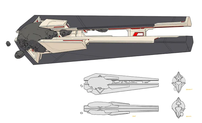 s01e10! #MyAdventuresWithSuperman finale! Kryptonian fleet dev, including what would become the capital ship. Early stuff searching for escape pod looks, which then got scaled. One of the few designs that had a proper slow burn up 'til we worked on last two eps. 