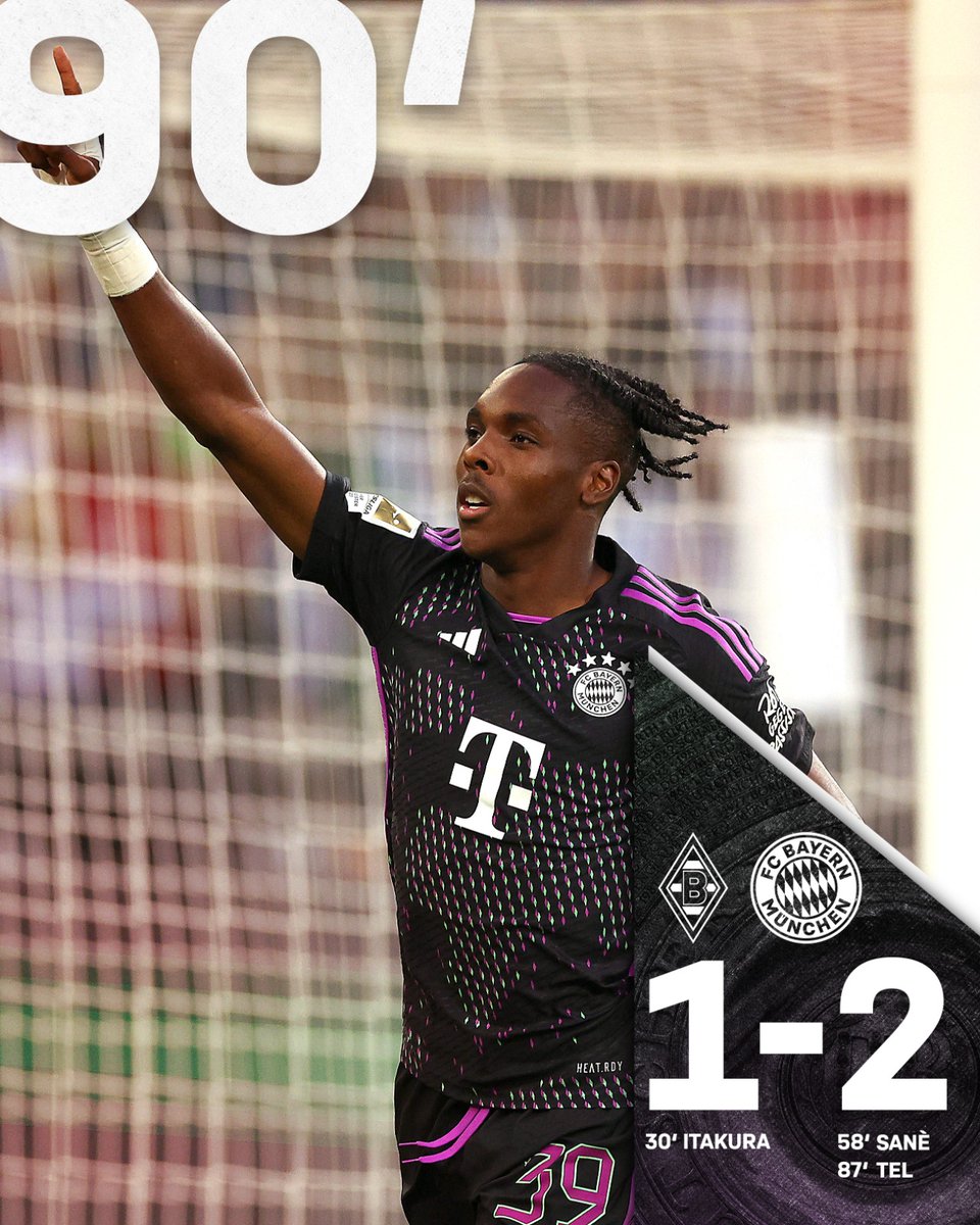 FCBayern's tweet photo. YES! SCHLUSS! AUSWÄRTSIEG! 🤩

#BMGFCB #MiaSanMia #FCBayern https://t.co/gol8cQJvWd