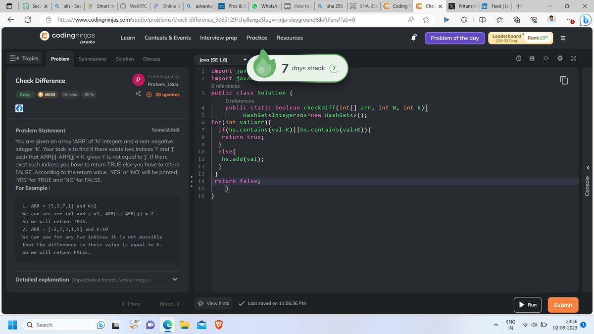 pr_itam3515's tweet image. Day 32 of #100DaysOfCode .
Today I code on coding ninja of #day21 of ninja slayground challenge of #21dayscodechallenge .