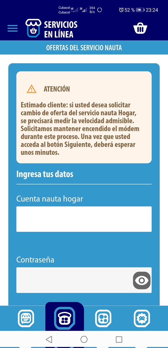 Más de 140 clientes han podido realizar el cambio de oferta de Nauta Hogar desde la comodidad de su teléfono.
Utiliza el apk de #ServiciosEnLinea para esta y otras gestiones. No tienes que ir a la oficina. 
Descargala 👇
etecsa.cu/promocion/serv…
#Etecsa
#Cuba