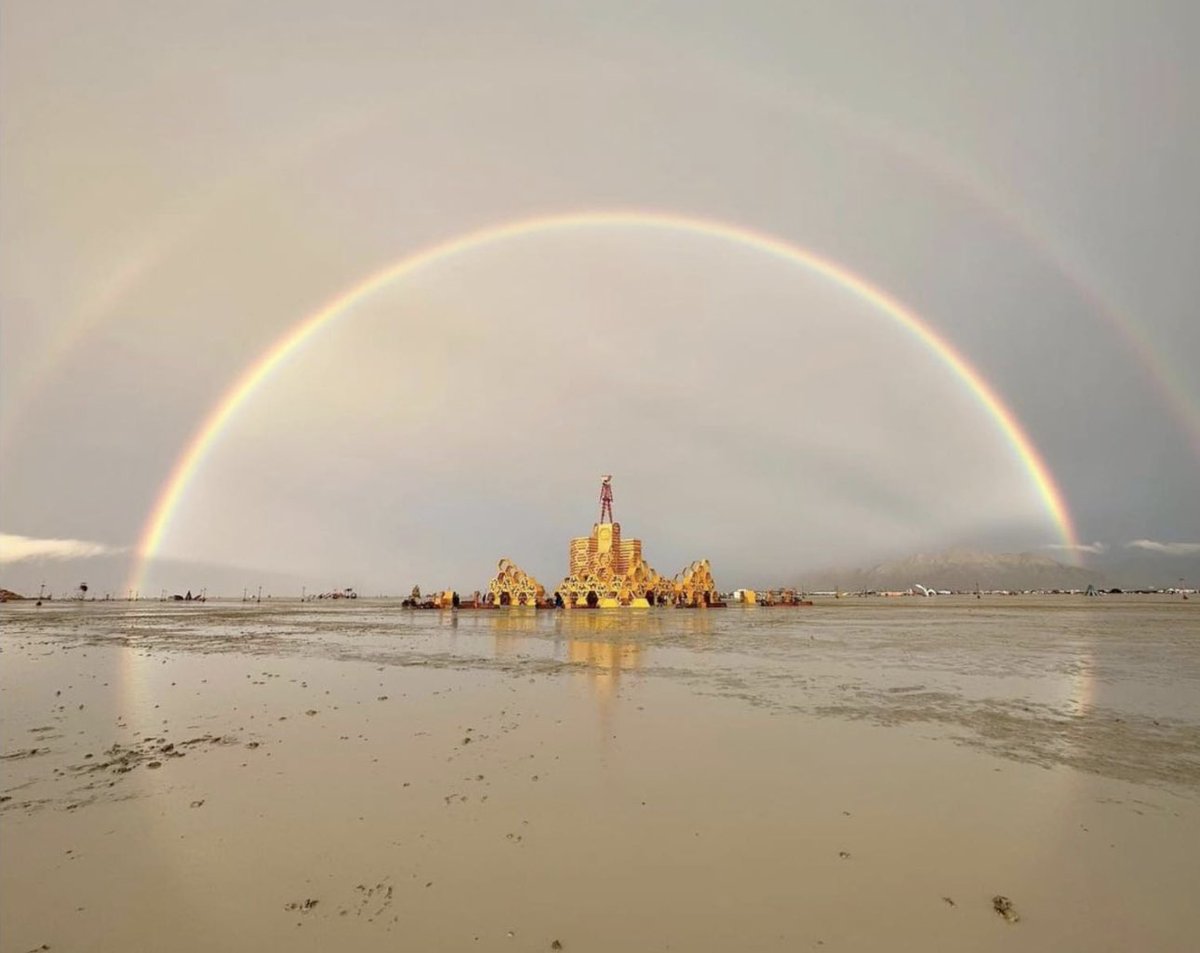 Burning Man double rainbow - after rainstorm and shelter in place last night…
