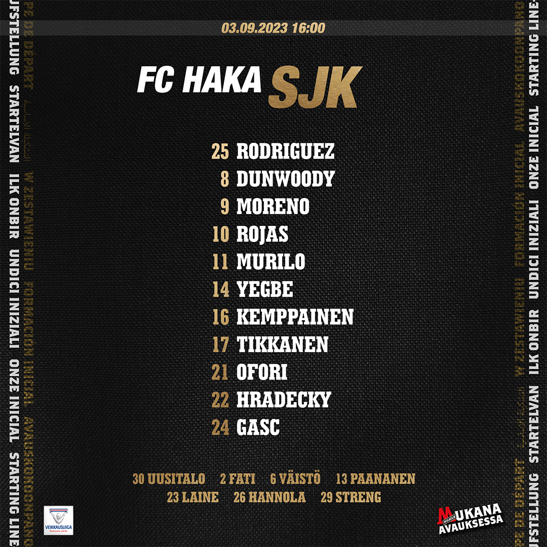 SJK_Seinajoki's tweet photo. PELIPÄIVÄ! SJK matkaa tänään Valkeakoskelle, ja kohtaa siellä klo 16:00 alkavassa Veikkausliigan runkosarjan päätöskierroksen ottelussa FC Hakan. Ottelu näkyy suorana Ruutu Urheilu-palvelusta.

Päivän kokoonpanon tarjoaa Atria Wilhelm.

#SJKfi #Veikkausliiga #HAKASJK https://t.co/PeYVT5wDLx