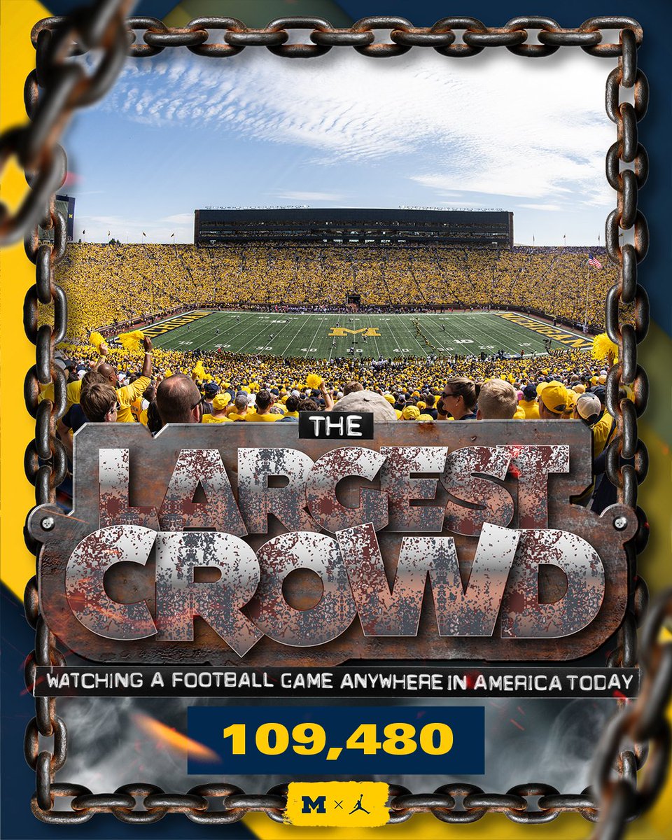 UMichAthletics's tweet photo. One of the greatest traditions in college football. 〽️

Today marks the 309th consecutive game with over 100k fans at the Big House! Thanks to our incredible fans for your continued participation in college football's all-time record for home crowd attendance. https://t.co/Wvm5MZU6uZ