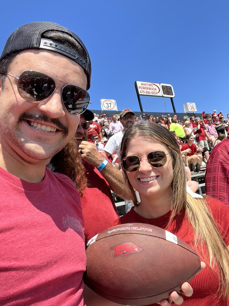 BBakerHogs's tweet photo. I just caught Cam Little’s last extra point before halftime 😂 https://t.co/MyspAb0prW
