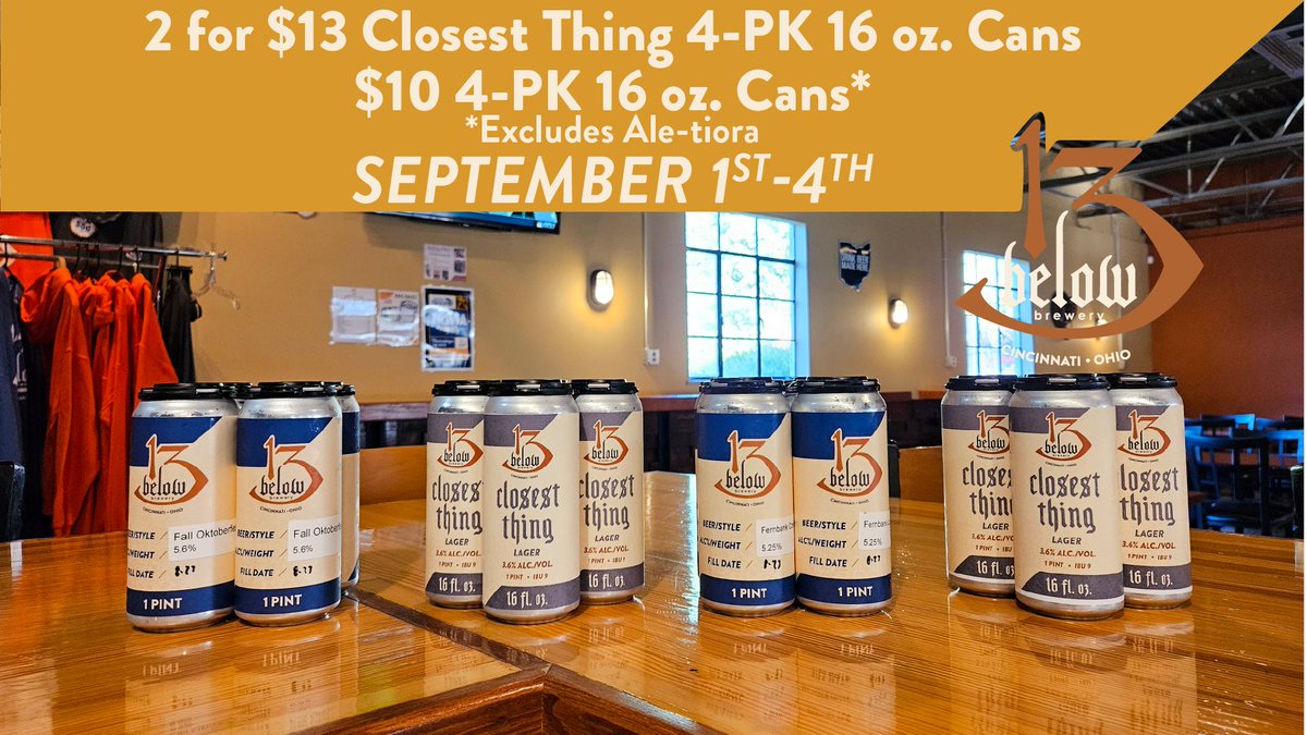 Stock up on cans for all of your Labor Day festivities! 13 Below beer is the perfect drink to enjoy while boating on the river, sitting by the poor, at a BBQ or enjoying fireworks!