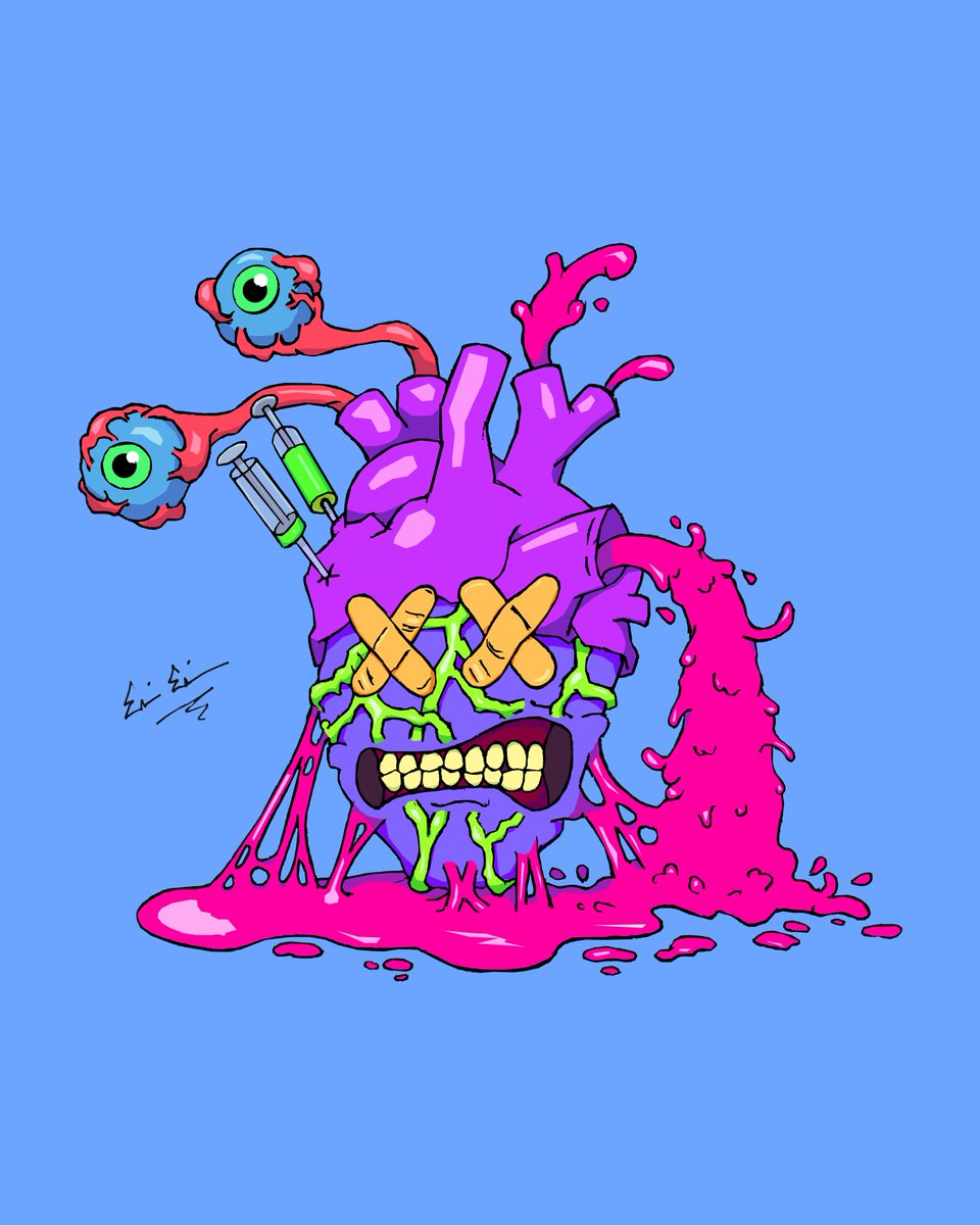chainsawpolterg's tweet photo. Finalized work: "Heartache" #chainsawpoltergeist #art #artwork #80s #retro #drawings #drawings #digitalart #pendrawing https://t.co/lHDM4JhFru