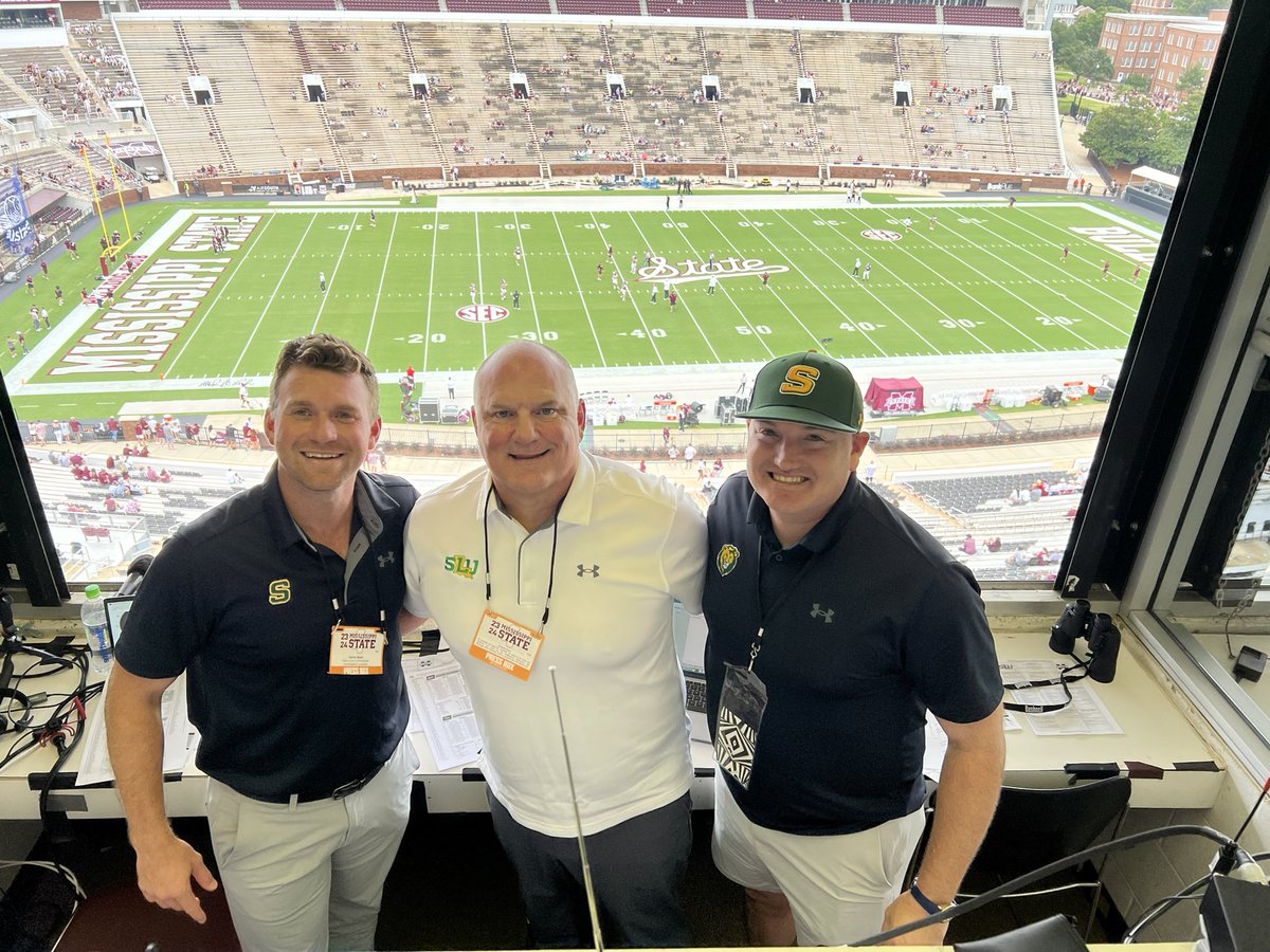 Southeastern Sports Network (@lionupnetwork) on Twitter photo Our guys are ready to go from the <a href="/gateway_ford/">Gateway Ford</a> broadcast booth at David Wade Stadium. Air time is 2:30 on the network. <a href="/AllenGWaddell/">Allen Waddell</a> <a href="/MnWill67/">Mark Willoughby</a> <a href="/BeallWithIt/">Harris Beall</a> #LionUp Our guys are ready to go from the <a href="/gateway_ford/">Gateway Ford</a> broadcast booth at David Wade Stadium. Air time is 2:30 on the network. <a href="/AllenGWaddell/">Allen Waddell</a> <a href="/MnWill67/">Mark Willoughby</a> <a href="/BeallWithIt/">Harris Beall</a> #LionUp