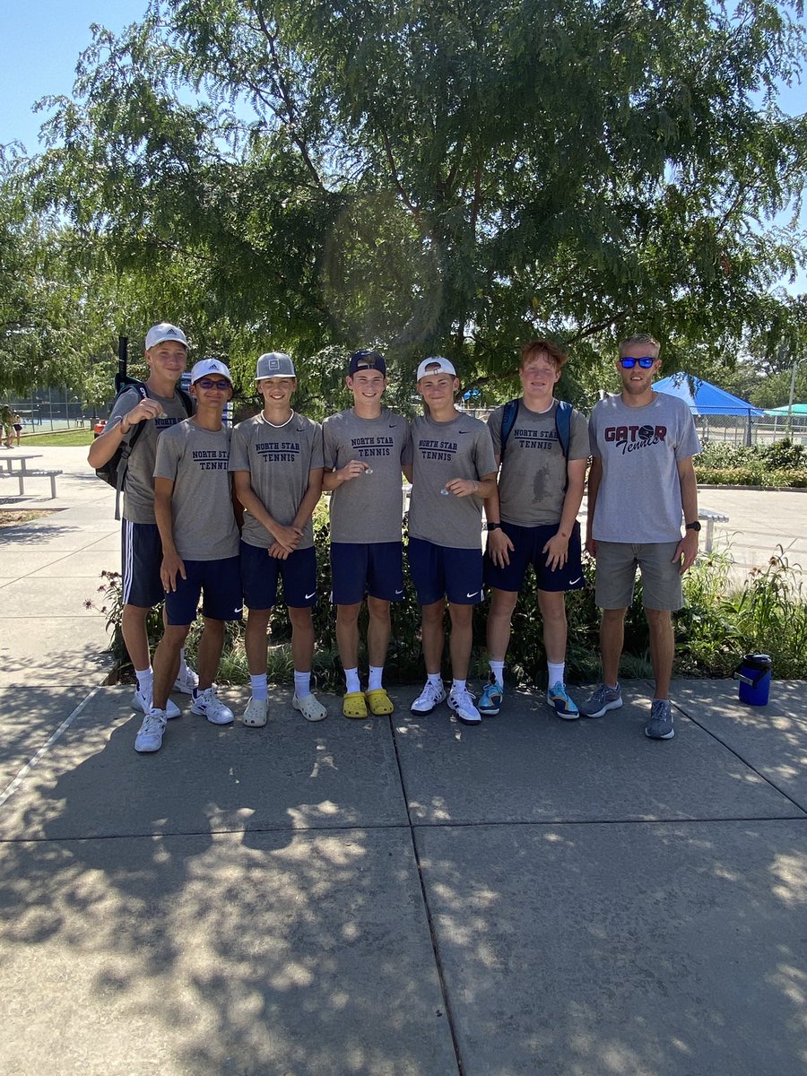 LNStennis's tweet photo. Great finish by the North Star JV boys! 2 second place finishes at 1 doubles and 2 singles and tied for 3rd as a team out of ten. Nice work! 🎾🐊 https://t.co/Wk7GlRdrjM