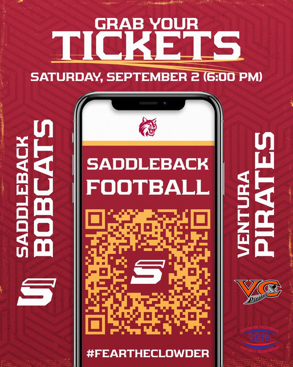 ***LINKS FOR SATURDAY'S GAME***
Tickets:  rb.gy/s30w9
Stream:  rb.gy/synac
Live Stats:  rb.gy/j1dyx
Program:  rb.gy/1im6x

<a href="/VCAthletics/">VCPirateAthletics</a> <a href="/VCPirateFB/">Ventura College Football</a> <a href="/Saddleback_FB/">Saddleback College Football</a> <a href="/SaddlebackColl/">Saddleback College</a> <a href="/scfafootball/">Southern California Football Association</a> <a href="/3C2Asports/">3C2A</a> <a href="/OCSportsZone/">OC Sports Zone</a> <a href="/JPWestMedia/">JPWest Media</a>