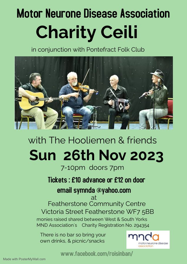 Join us for a charity Ceili on 26/11/23! Funds to be shared between West and South Yorkshire 🧡💙