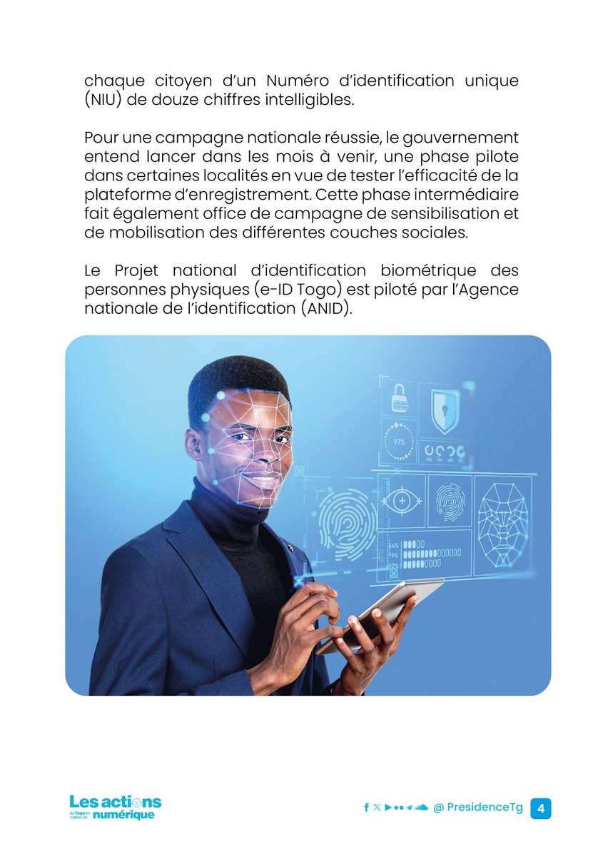 Le gouvernement togolais s’apprête à lancer le processus d’enregistrement biométrique de la population, dans le cadre du Projet national d’identification biométrique des personnes physiques (e-ID Togo).

Les détails dans le document ci-dessous.