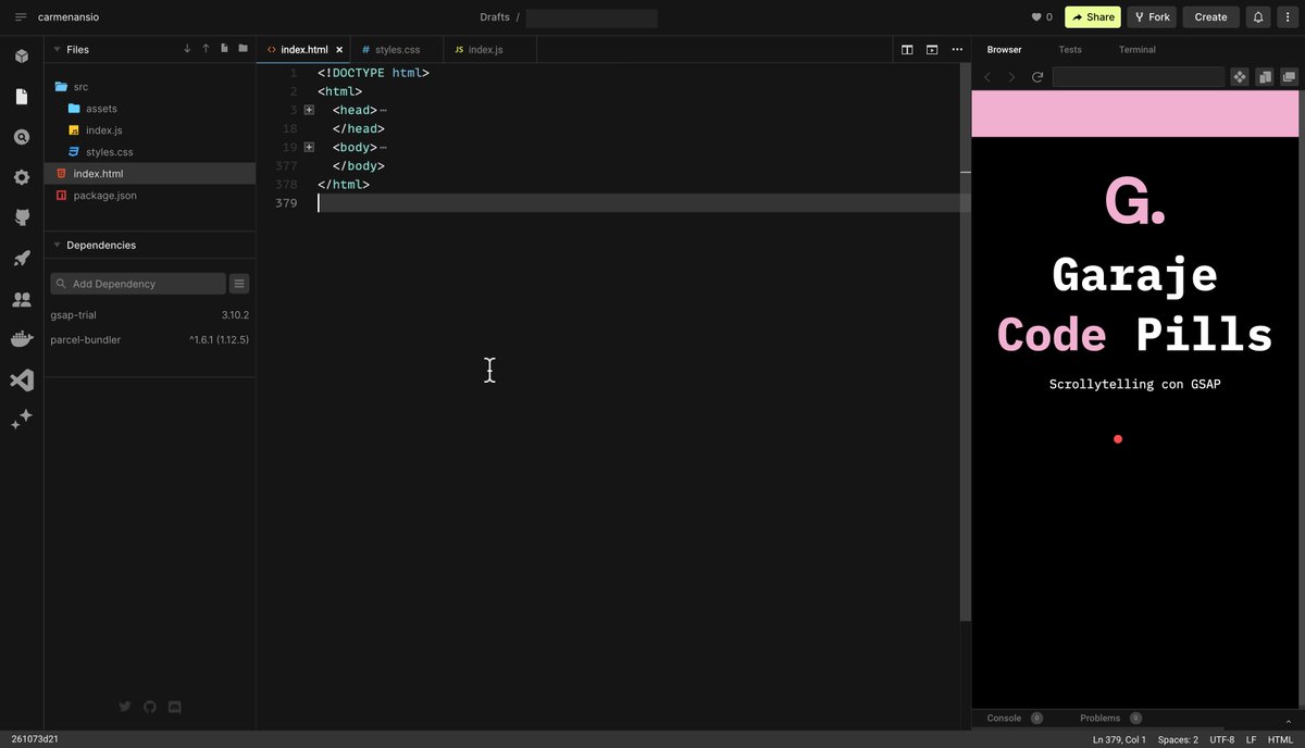 carmenansio's tweet photo. 🎬 ¿Quieres saber el secreto de contar historias animadas con la técnica del Scrollytelling?

🍿 Estoy montando nuevo video para @garajedeideas uniendo SVG y JavaScript con la plataforma de animación de @greensock 🚀

🔔 Sigue su canal y no te lo pierdas
https://t.co/FlVJeXLX5G https://t.co/X2QKcrcrAY