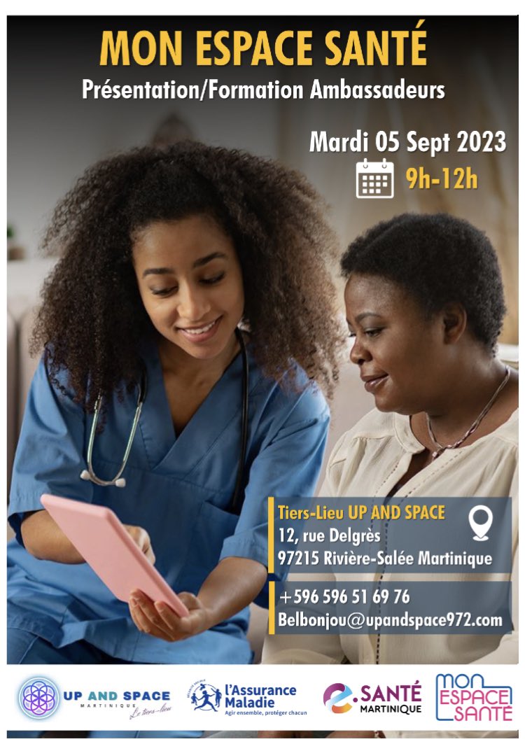 C’est la rentrée ! Nos ateliers reprennent avec force et vigueur 🙌 Rdv ce 📅mardi 5/9 au #tierlieu <a href="/upandspace972/">UpandSpace972</a>  ATelier👉 #MonEspaceSante animé par Frédéric ETTENAT #CNFS en santé  France Services
 #ambassadeur Mon espace Santé 
#Numeriqueensante #MediationNumerique