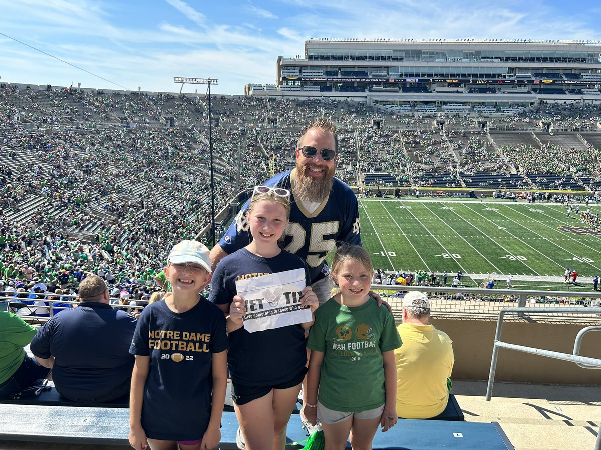 Huge thanks to <a href="/VetTix/">Vet Tix</a> for providing us with tickets for todays <a href="/NDFootball/">Notre Dame Football</a> vs <a href="/TSU_Tigers/">Tennessee State Athletics</a> game <a href="/NotreDame/">University of Notre Dame</a> &amp; the girls 1st game at ND Stadium #goirish