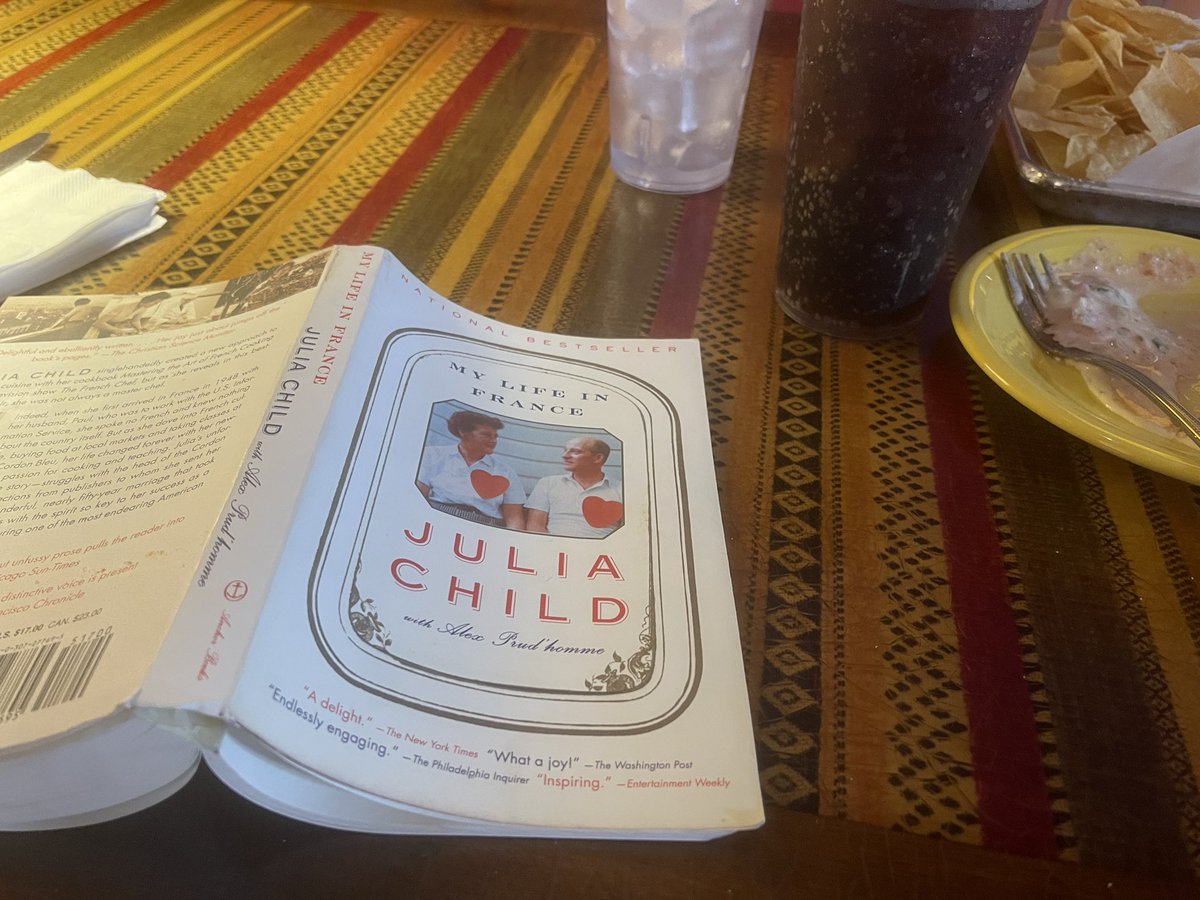 quesarahsings's tweet photo. Finally really getting substantially back into reading, favorite genre for quite some time- cooking narratives. Going to France with a super famous figure whom is far more relatable than I would’ve anticipated…
#julia #juliachild #france #legit #reallythere #visceral #escargot https://t.co/XG19LLdPlB