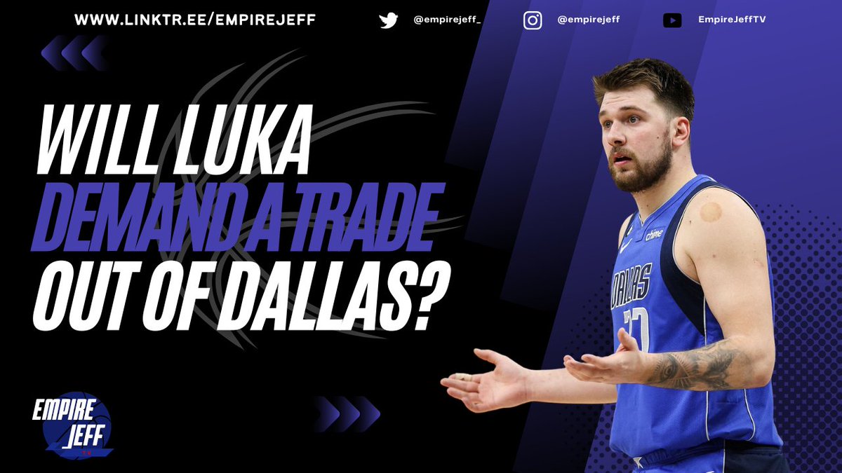 EmpireJeffTV's tweet photo. A new video going up now on #EmpireJeffTV ...
Will Luka eventually ask out of Dallas?
We shall see ... Check it out here 👇
https://t.co/prLjKAuoZJ
#NBA #DallasMaverics #Dallas #Mavs #Maverics #LukaDoncic #Luka https://t.co/sePoW7HbH3