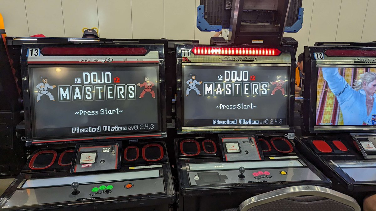 bybyblue2's tweet image. Heads up!  
Dojo Masters can be played in the #sanjapan2023 Arcade in San Antonio, Texas this weekend🥋👊
#DojoMasters #FGC
