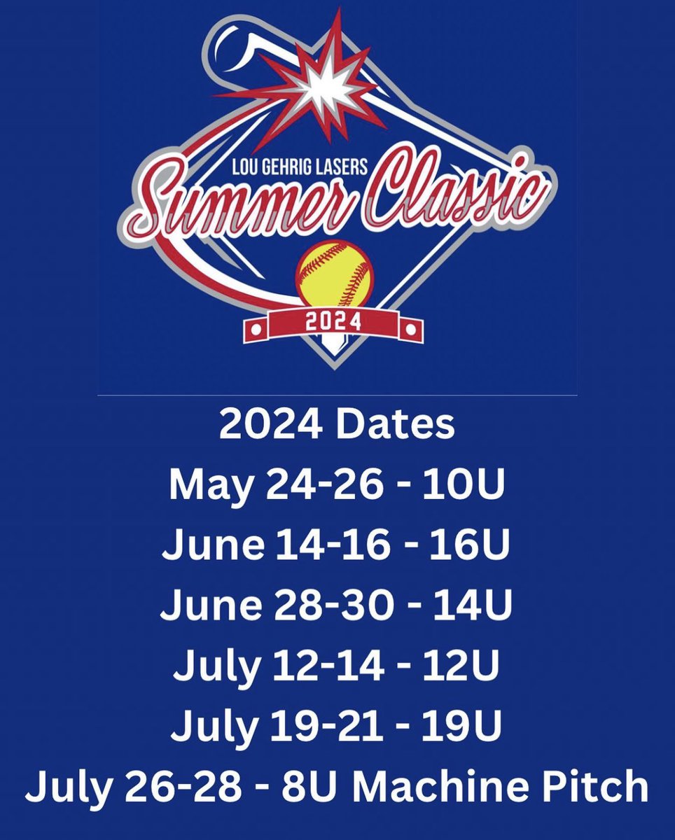 🗣️There has been an update to our 2024 Schedule⬇️  Registration opens 9/25/2023❤️🥎💙