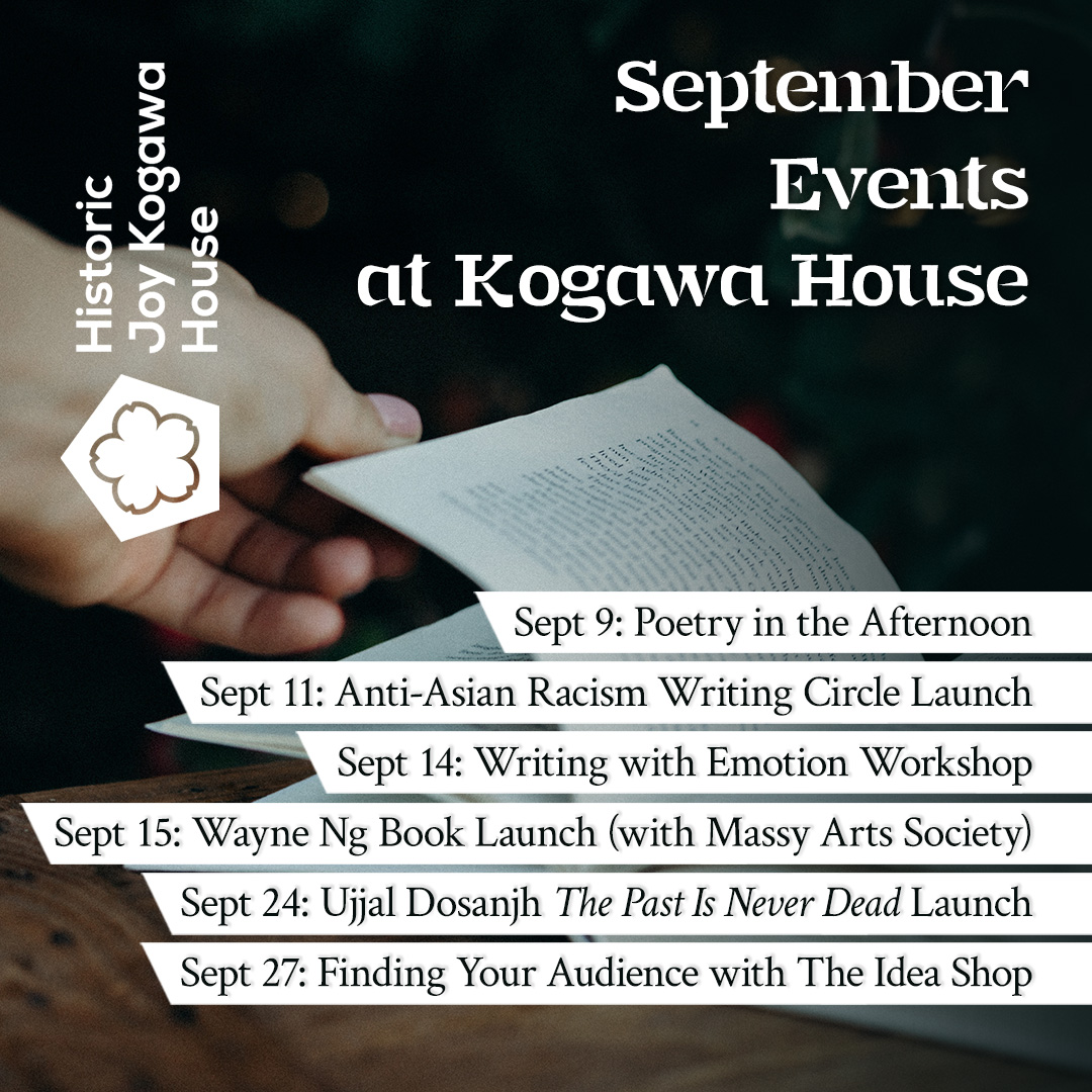 WayneNgWrites's tweet photo. Check out these great literary events in September at the Historic Joy Kogawa House. It's a perfect time to visit and become a member @KogawaHouse

https://t.co/pPKP9xYT5i….

@guernica_ed @WORD_Vancouver
#AuthorsofTwitter #WritingCommunity #Vancouver https://t.co/JeelfohOHb