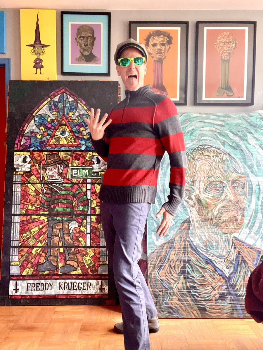 BSerialist's tweet photo. One, Two, Freddys coming for you!
#selfie #freddy #freddykrueger #friday #art #willsmith #djjazzyjeff #stainedglass #pez #pastel #drawing #timburton #brenttheserialist #artist #boogeyman #torontointeriordesigner #toronto #gta #nightmare https://t.co/TzI9rrjYsj