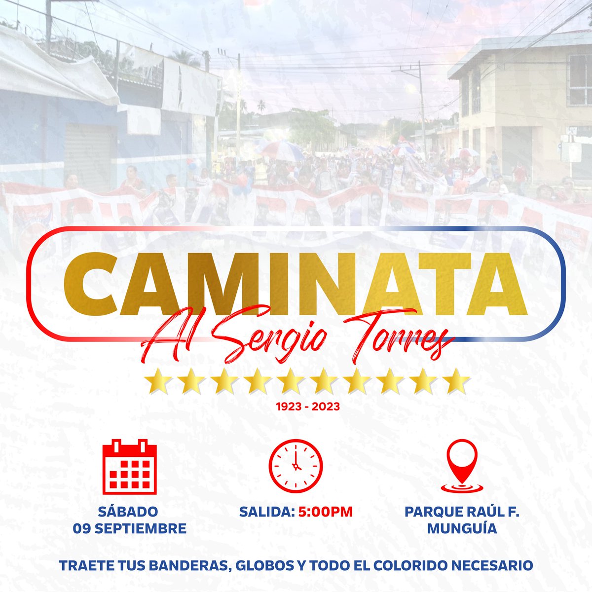 CentenarioLAF's tweet photo. ¡Caminata Tricolor del #CentenarioPampero! 🇳🇱🏟

Pampero, te invitamos a que nos acompañes a la tradicional caminata tricolor rumbo al estadio el 09/09 partiendo desde el parque central de Usulután a partir de las 5:00pm. 🎊🎉 https://t.co/Lj4cxHmoRr