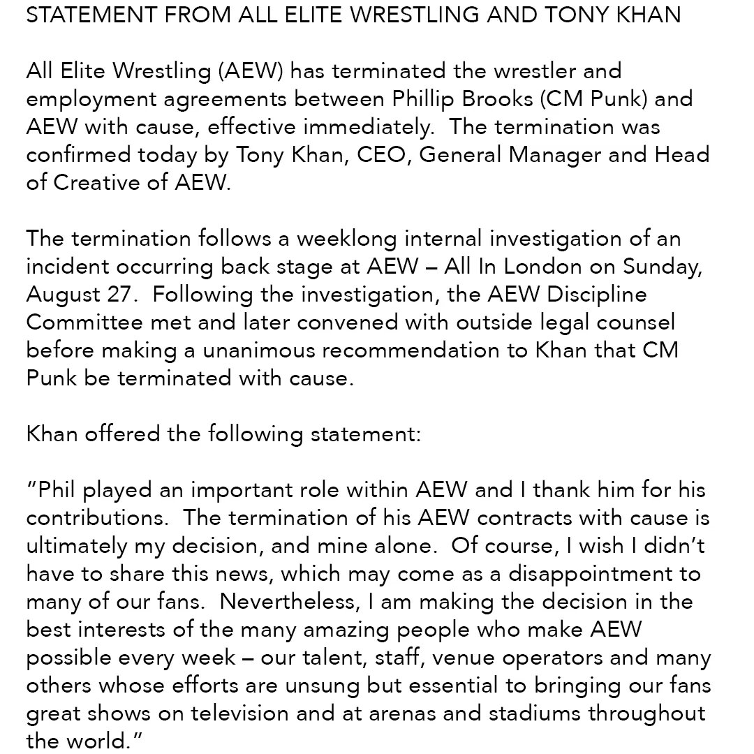 OTTRMobb's tweet photo. After the dusted settled: #CMPunk has been released from #AllEliteWrestling as of today. 

#WrestlingTwitter
#wrestlingcommunity #AEW #SupportOTTR #SupportLocalPodcasts  #BlackOwnedPodcast #OffTheTopRopesPodcast  #wrestlingnews #PodMobb #MobbAboveAll #WrestleUNIVERSE https://t.co/82jaVg0VVS
