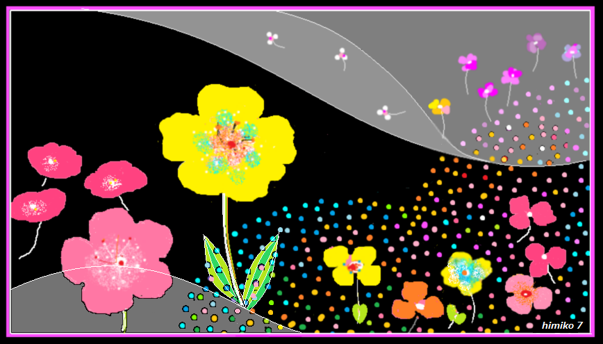 flower no humans border yellow flower artist name pink flower black border  illustration images