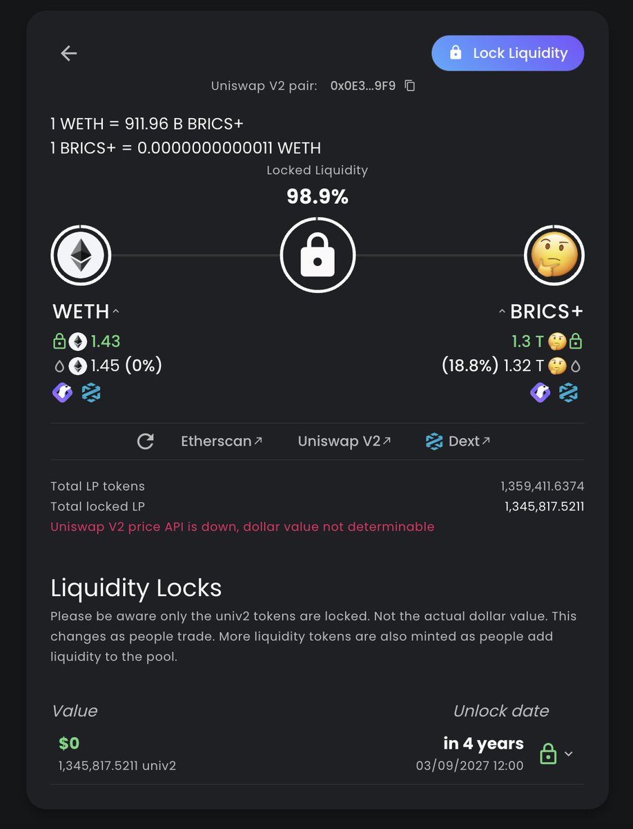 BRICXcoin's tweet photo. LP tokens have been locked for 4 years 🏴‍☠️
#BRICS #MAXBRICCING BRICS+

https://t.co/vkzII5WC54 https://t.co/lVCyVV1i9K