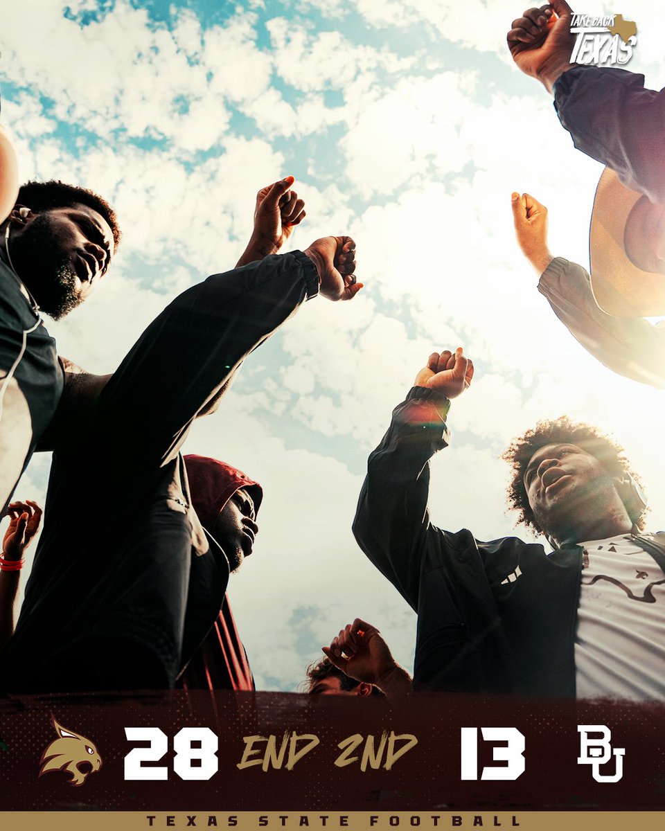 Bobcats Lead at the Half:

TXST - 28
BU - 13

#EatEmUp #TakeBackTexas